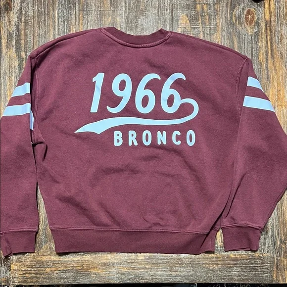 Ford Maroon Crewneck Sweatshirt with Light Blue 'Bronco 66' - Picture 8 of 9
